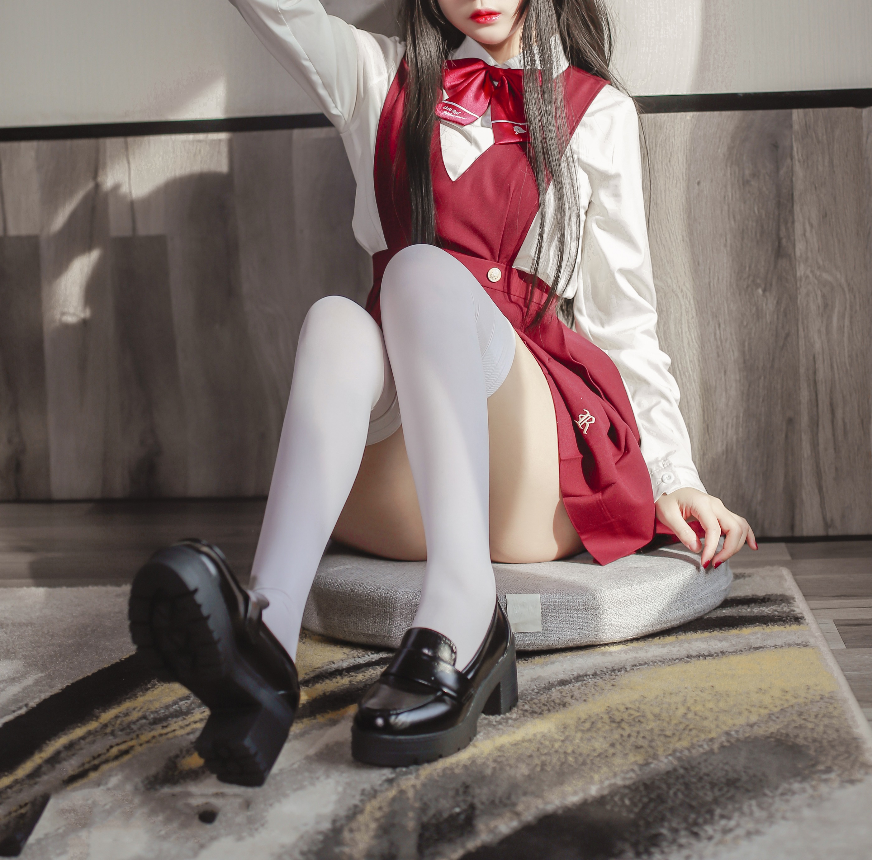图片[1]-日奈娇 – NO.037 JK少女红裙 [28P]-XikXak
